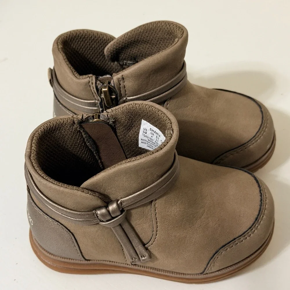 Stride Rite 360 Shania Brown Metallic Ankle Boots Toddler Girls Size 5M TG031501